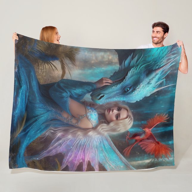 Manta Polar Blue Dragon Blanket (In situ)