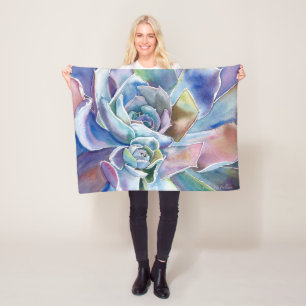 Manta Polar Blue Echeveria Succulum Fleece Blanket, 3 tamaños