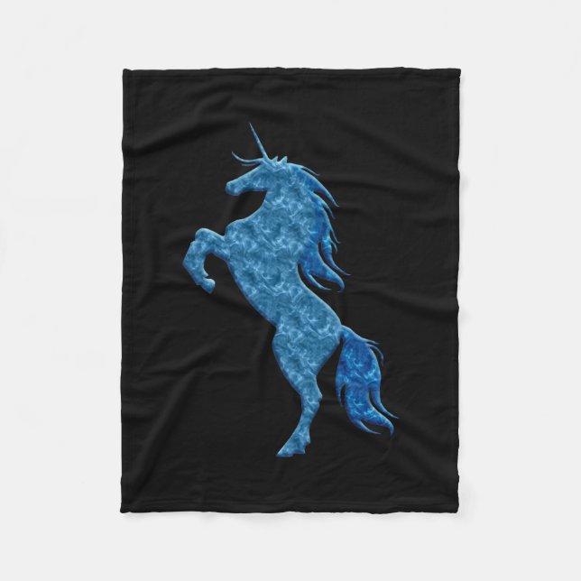 Manta Polar Blue Fire Unicorn Fleece Blanket (Anverso)
