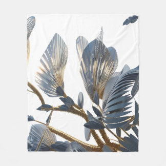 Manta Polar Blue Floral Design Plant