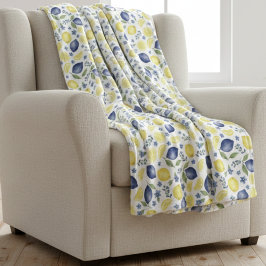 Manta Polar Blue French Country Lemon Pattern