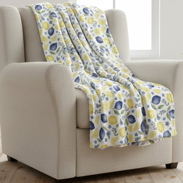 Manta Polar Blue French Country Lemon Pattern (Subido por el creador)