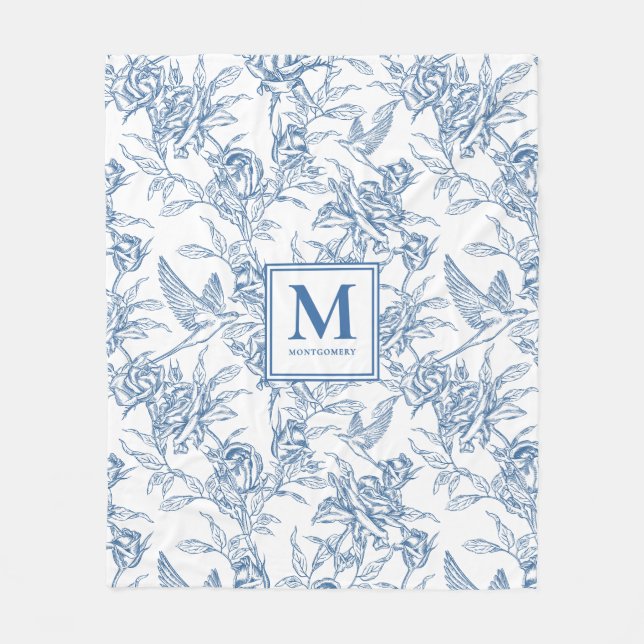 Manta Polar Blue French Toile Name (Anverso)