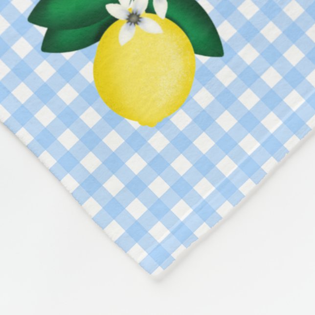 Manta Polar Blue Gingham Lemon Blossom (Esquina)