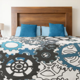 Manta Polar Blue Gray White Gears Steampunk Boys Decoración