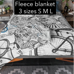 Manta Polar Blue Gray White Gears Steampunk Boys Decour Fleece