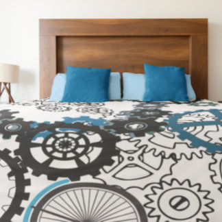 Manta Polar Blue Gray White Gears Steampunk Boys Decour Fleece