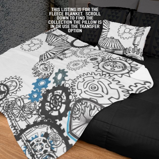 Manta Polar Blue Gray White Gears Steampunk Boys Decour Fleece (Subido por el creador)