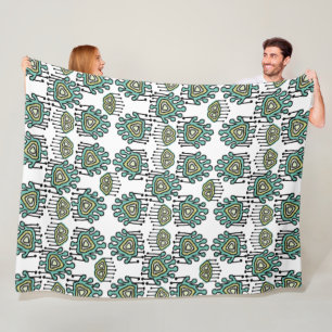 Manta Polar Blue Green Black White Tribal Dots iKat Damask