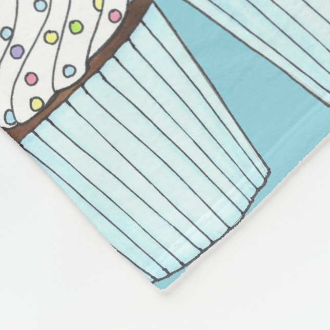 Manta Polar Blue Happy Birday Cupcake Cake Sprinkles Candle (Esquina)