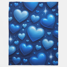 Manta Polar Blue Hearts with Stars Pattern