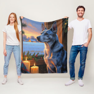 Manta Polar Blue Heeler Con Luces Navideñas Vacaciones 