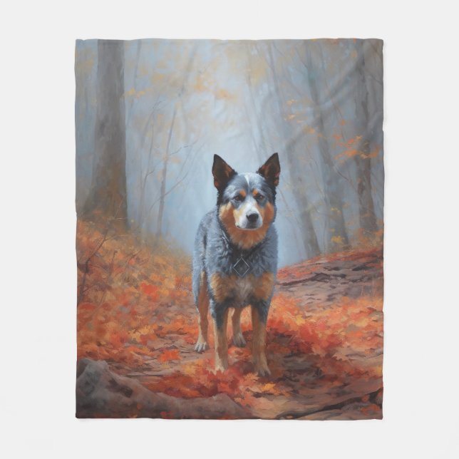 Manta Polar Blue Heeler en otoño se inspira en las hojas de ot (Anverso)