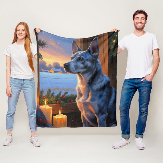 Manta Polar Blue Heeler With Christmas Lights Holiday  (In situ)
