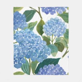 Manta Polar Blue Hydrangea Watercolor Floral Coastal