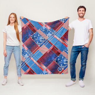 Manta Polar Blue Jeans Parchwork Quilt Pattern Fleece Blanket