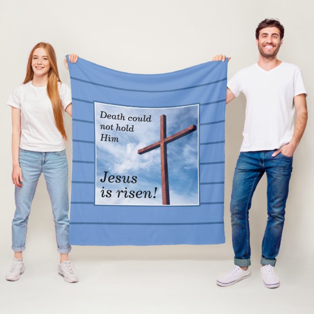 Manta Polar Blue JESUS ES RISEN Easter (In situ)