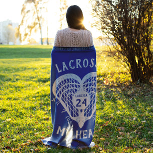 Manta Polar Blue Lacrosse My Heart Fleece Blanket