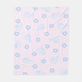 Manta Polar Blue Lizard Floral Fleece Blanket