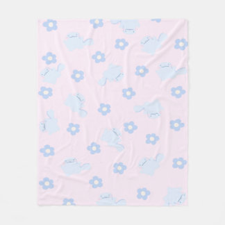 Manta Polar Blue Lizard Floral Fleece Blanket