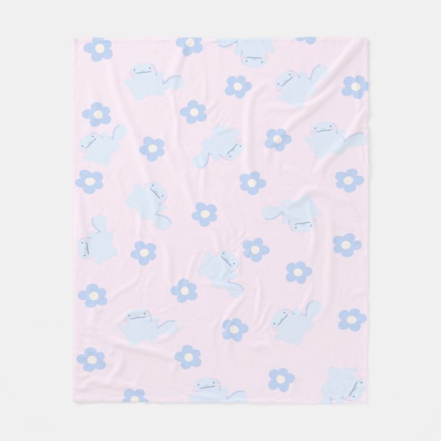 Manta Polar Blue Lizard Floral Fleece Blanket (Anverso)