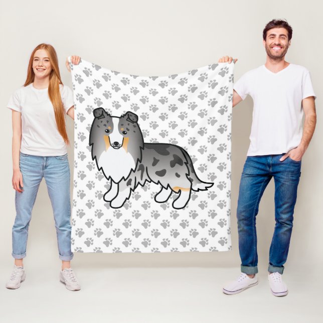 Manta Polar Blue Merle Shetland Sheepdog Sheltie Cartoon Dog (In situ)