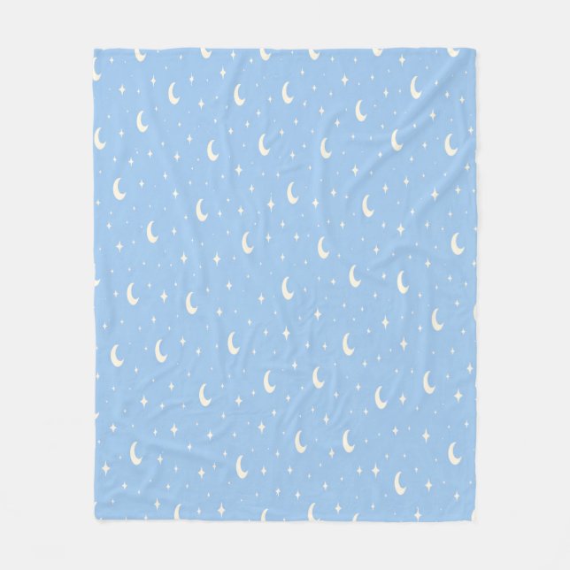 Manta Polar Blue Moon & Stars Baby Blanket (Anverso)
