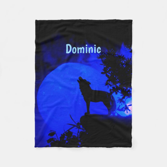 Manta Polar Blue Moon Wolf Fleece Blanket (Anverso)