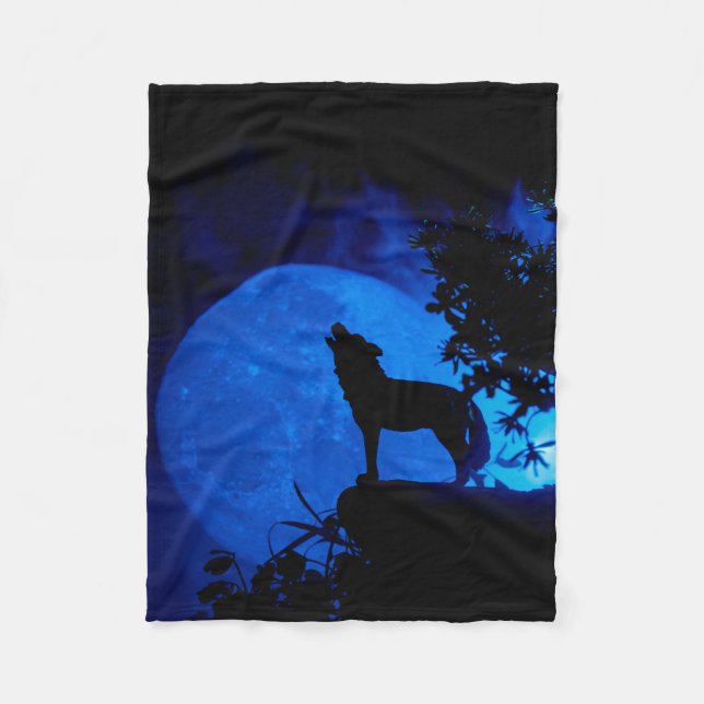 Manta Polar Blue Moon Wolf Fleece Blanket (Anverso)