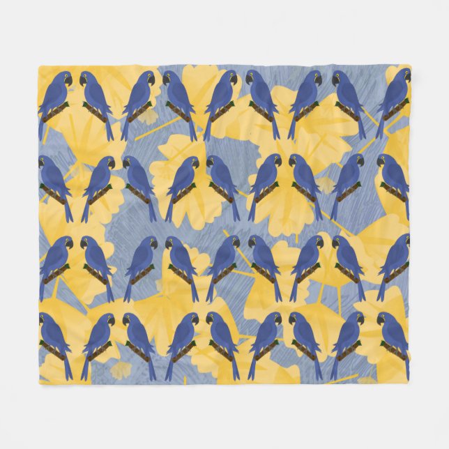 Manta Polar Blue Parrots Fleece Blanket (Frente (Horizontal))