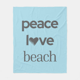 Manta Polar Blue Peace Love Beach - Coastal Life Soft Cozy