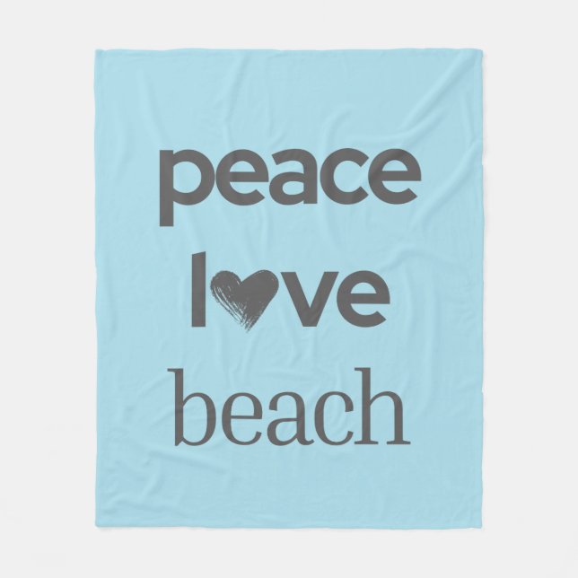 Manta Polar Blue Peace Love Beach - Coastal Life Soft Cozy (Anverso)