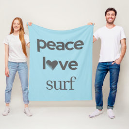 Manta Polar Blue Peace Love Beach - Coastal Surfer Life Cozy