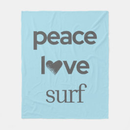 Manta Polar Blue Peace Love Beach - Coastal Surfer Life Cozy