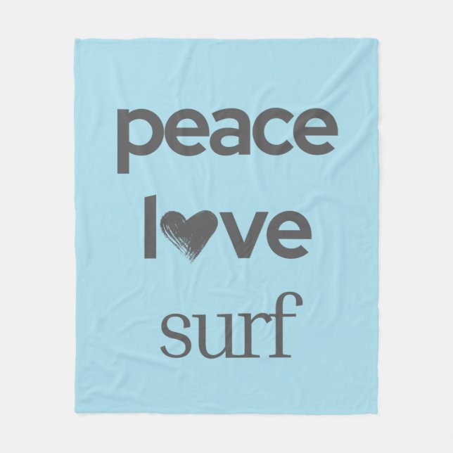 Manta Polar Blue Peace Love Beach - Coastal Surfer Life Cozy (Anverso)
