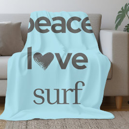 Manta Polar Blue Peace Love Surf Life | Gráfico de surfista co