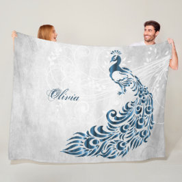 Manta Polar Blue Peacock Personalizado Fleece Blanket