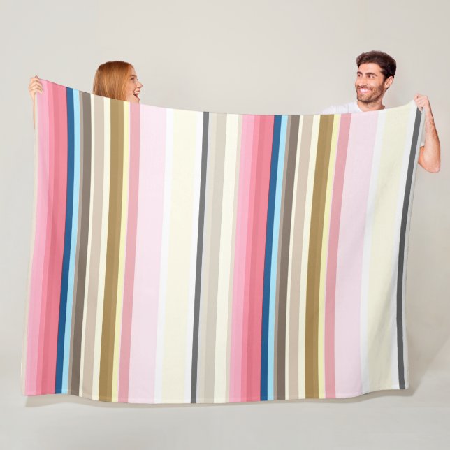 Manta Polar Blue, pink, almond and coffee stripes (In situ)
