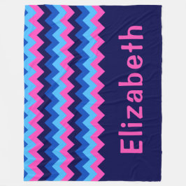 Manta Polar Blue Pink Chevron Monogram Large Fleece Blanket
