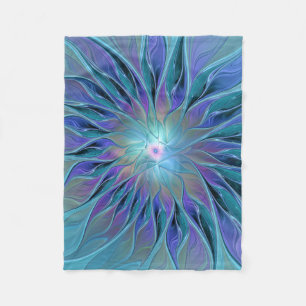 Manta Polar Blue Purple Flower Dream Resumen arte fractal