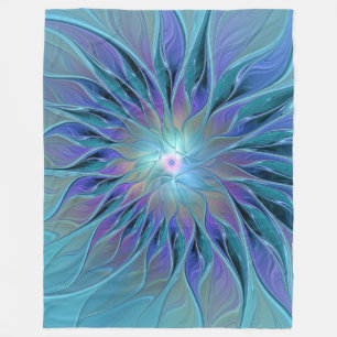 Manta Polar Blue Purple Flower Dream Resumen arte fractal