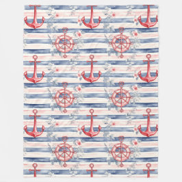 Manta Polar Blue Red Anchors Floral Stripes Beach 