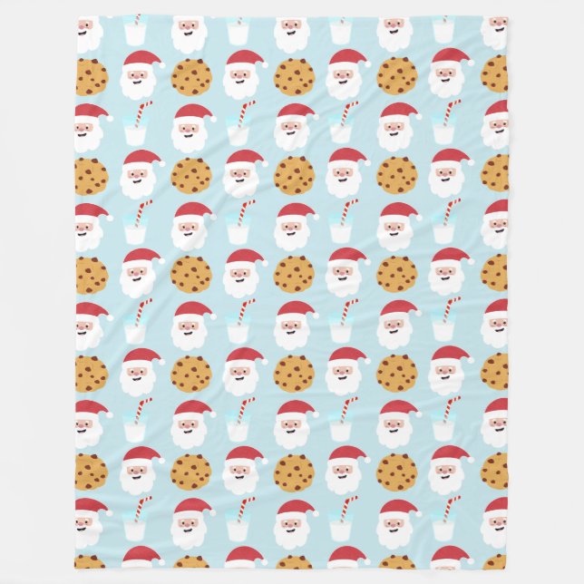 Manta Polar Blue Santa Milk and Cookies Fleece Blanket (Anverso)