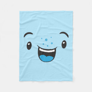 Manta Polar Blue Smiding Kawaii Face Fleece Blanket