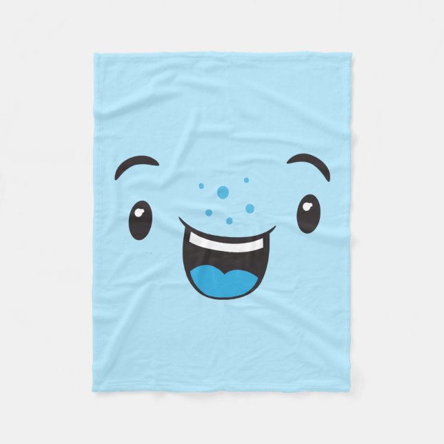 Manta Polar Blue Smiding Kawaii Face Fleece Blanket (Anverso)