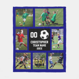 Manta Polar Blue Soccer photo collage fleece blanche