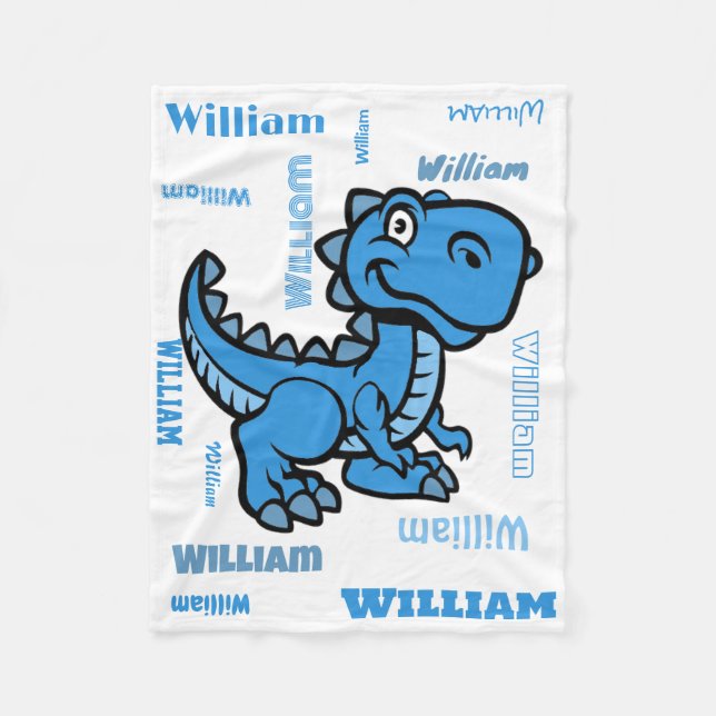 Manta Polar Blue T Rex Dinosaur Fleece Blanket (Anverso)