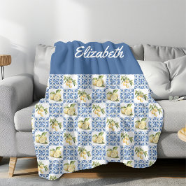Manta Polar Blue Tile French Country Lemon Custom Name