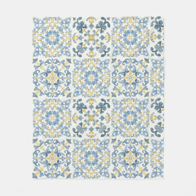 Manta Polar Blue Tile Lemon (Anverso)
