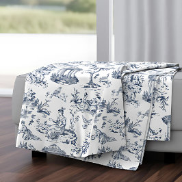 Manta Polar Blue Toile de Jouy, estilo campestre francés